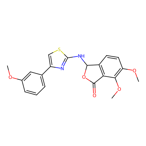 6,7-Dimethoxy-3-[4-(3-methoxy-phenyl)-thiazol-2-ylamino]-3H-isobenzofuran-1-one structure