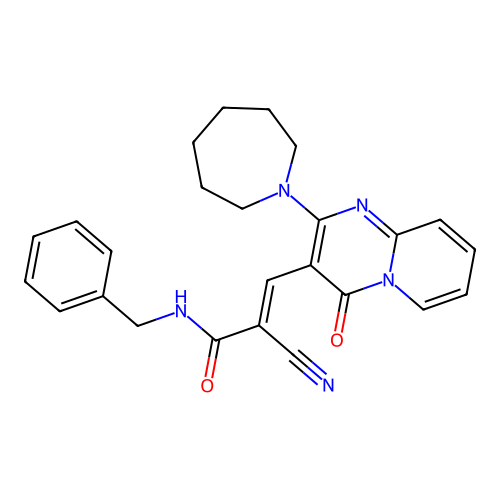 (E)-3-(2-(azepan-1-yl)-4-oxo-4H-pyrido[1,2-a]pyrimidin-3-yl)-N-benzyl-2-cyanoacrylamide structure