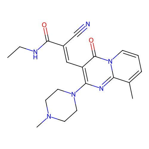 (2E)-2-cyano-N-ethyl-3-[9-methyl-2-(4-methylpiperazin-1-yl)-4-oxo-4H-pyrido[1,2-a]pyrimidin-3-yl]prop-2-enamide structure