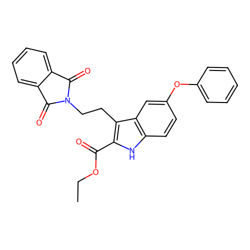 Ethyl 3-[2-(1,3-dioxoisoindol-2-yl)ethyl]-5-phenoxy-1H-indole-2-carboxylate structure