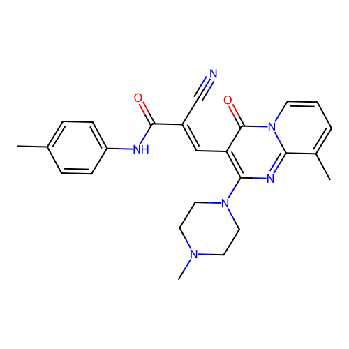 (2E)-2-cyano-3-[9-methyl-2-(4-methylpiperazin-1-yl)-4-oxo-4H-pyrido[1,2-a]pyrimidin-3-yl]-N-(4-methylphenyl)prop-2-enamide structure