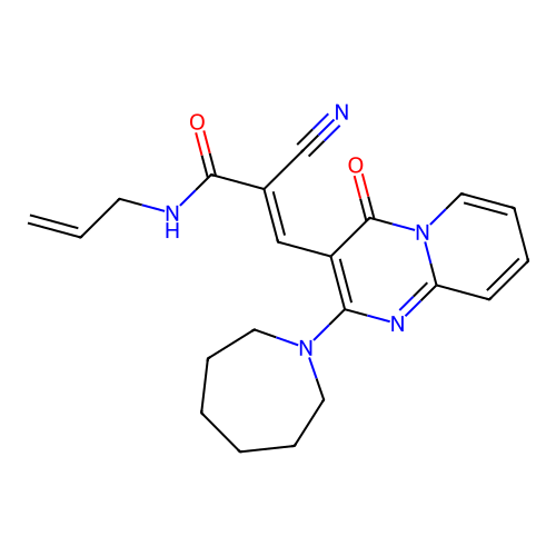 (E)-N-allyl-3-(2-(azepan-1-yl)-4-oxo-4H-pyrido[1,2-a]pyrimidin-3-yl)-2-cyanoacrylamide structure