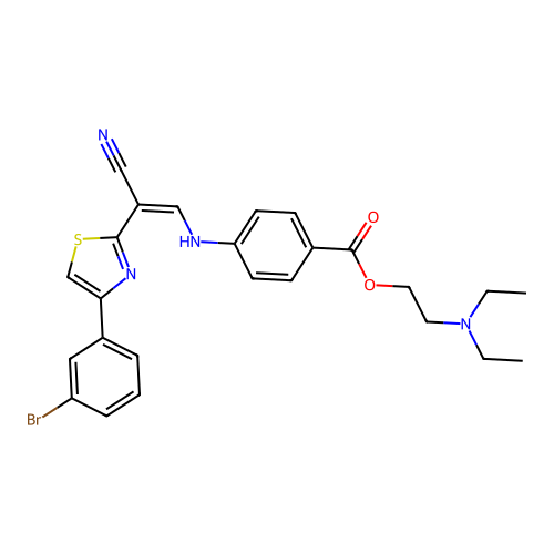 (Z)-2-(diethylamino)ethyl 4-((2-(4-(3-bromophenyl)thiazol-2-yl)-2-cyanovinyl)amino)benzoate structure