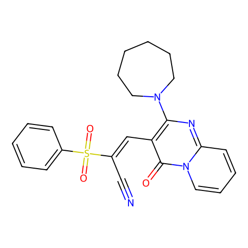 (2E)-3-[2-(AZEPAN-1-YL)-4-OXO-4H-PYRIDO[1,2-A]PYRIMIDIN-3-YL]-2-(BENZENESULFONYL)PROP-2-ENENITRILE structure