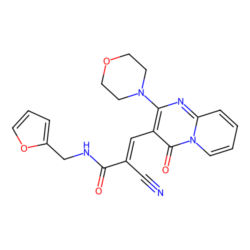 (2E)-2-cyano-N-(furan-2-ylmethyl)-3-[2-(morpholin-4-yl)-4-oxo-4H-pyrido[1,2-a]pyrimidin-3-yl]prop-2-enamide structure