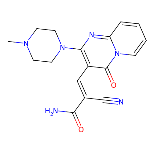 (2E)-2-cyano-3-[2-(4-methylpiperazin-1-yl)-4-oxo-4H-pyrido[1,2-a]pyrimidin-3-yl]prop-2-enamide structure