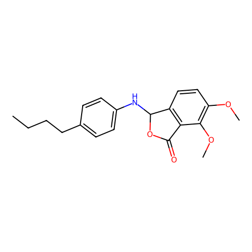 3-[(4-butylphenyl)amino]-6,7-dimethoxy-2-benzofuran-1(3H)-one structure