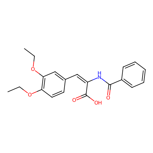 (2E)-3-(3,4-diethoxyphenyl)-2-[(phenylcarbonyl)amino]prop-2-enoic acid structure