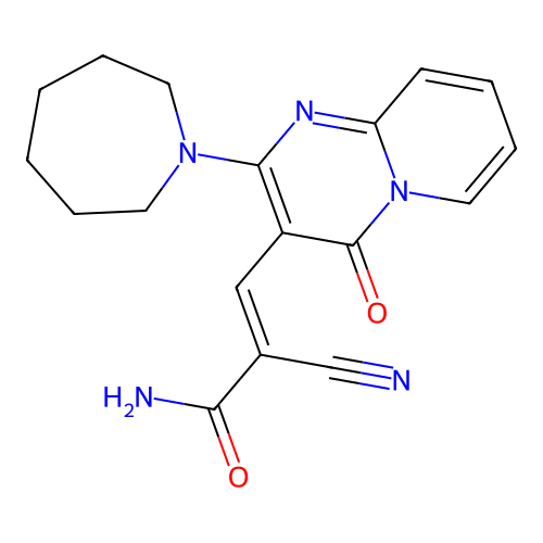 (2E)-3-[2-(azepan-1-yl)-4-oxo-4H-pyrido[1,2-a]pyrimidin-3-yl]-2-cyanoprop-2-enamide structure