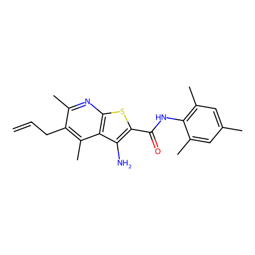 5-allyl-3-amino-N-mesityl-4,6-dimethylthieno[2,3-b]pyridine-2-carboxamide structure