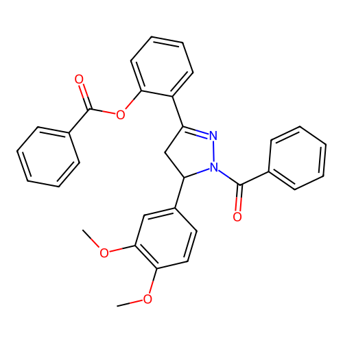 [2-[1-benzoyl-5-(3,4-dimethoxyphenyl)-4,5-dihydropyrazol-3-yl]phenyl] Benzoate structure