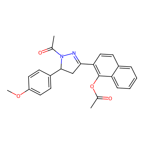 [2-[2-acetyl-3-(4-methoxyphenyl)-3,4-dihydropyrazol-5-yl]naphthalen-1-yl] acetate structure