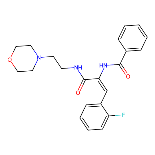N-[2-(2-fluorophenyl)-1-(2-morpholin-4-ylethylcarbamoyl)ethenyl]benzamide structure