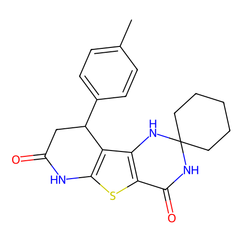 9'-(4-methylphenyl)-8',9'-dihydro-1'H-spiro[cyclohexane-1,2'-pyrido[3',2':4,5]thieno[3,2-d]pyrimidine]-4',7'(3'H,6'H)-dione structure