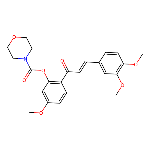 (E)-2-(3-(3,4-dimethoxyphenyl)acryloyl)-5-methoxyphenyl morpholine-4-carboxylate structure