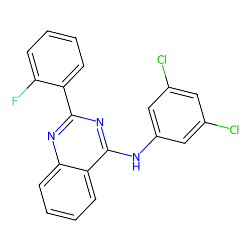 N-(3,5-dichlorophenyl)-2-(2-fluorophenyl)quinazolin-4-amine structure