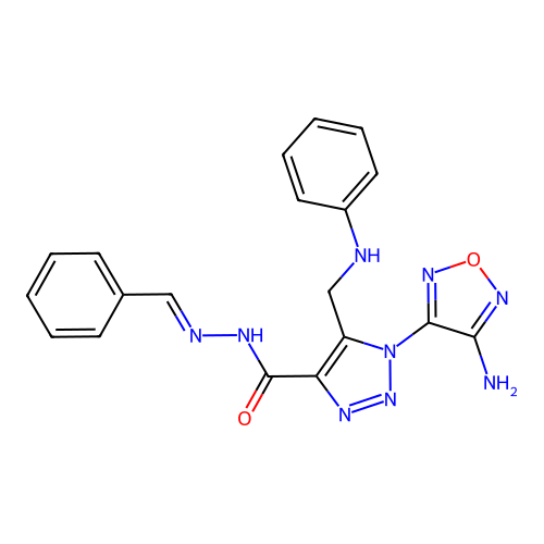(E)-1-(4-amino-1,2,5-oxadiazol-3-yl)-N'-benzylidene-5-((phenylamino)methyl)-1H-1,2,3-triazole-4-carbohydrazide structure