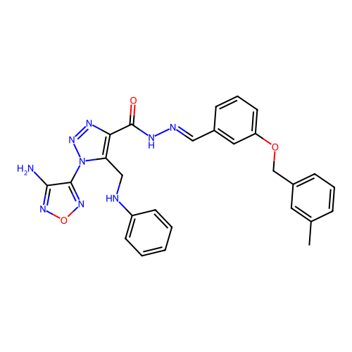 (E)-1-(4-amino-1,2,5-oxadiazol-3-yl)-N'-(3-((3-methylbenzyl)oxy)benzylidene)-5-((phenylamino)methyl)-1H-1,2,3-triazole-4-carbohydrazide structure