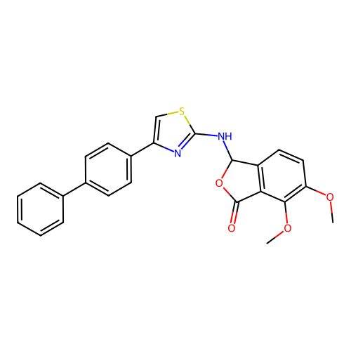 3-(4-Biphenyl-4-yl-thiazol-2-ylamino)-6,7-dimethoxy-3H-isobenzofuran-1-one structure