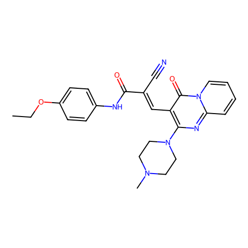 (2E)-2-cyano-N-(4-ethoxyphenyl)-3-[2-(4-methylpiperazin-1-yl)-4-oxo-4H-pyrido[1,2-a]pyrimidin-3-yl]prop-2-enamide structure