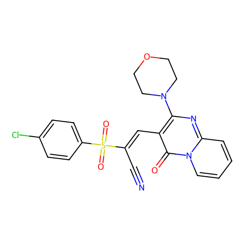 (2E)-2-(4-CHLOROBENZENESULFONYL)-3-[2-(MORPHOLIN-4-YL)-4-OXO-4H-PYRIDO[1,2-A]PYRIMIDIN-3-YL]PROP-2-ENENITRILE structure