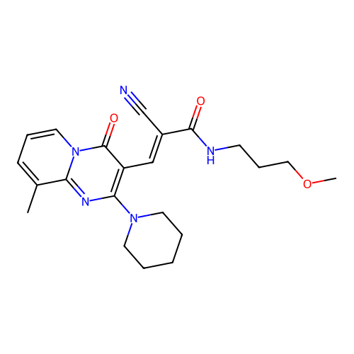 (2E)-2-cyano-N-(3-methoxypropyl)-3-(9-methyl-4-oxo-2-piperidyl(5-hydropyridino [1,2-a]pyrimidin-3-yl))prop-2-enamide structure