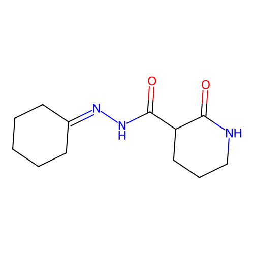 N'-cyclohexylidene-2-oxopiperidine-3-carbohydrazide structure