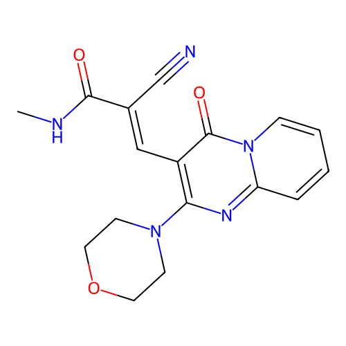 (E)-2-cyano-N-methyl-3-(2-morpholin-4-yl-4-oxopyrido[1,2-a]pyrimidin-3-yl)prop-2-enamide structure