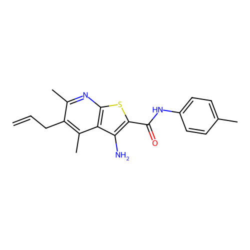 5-allyl-3-amino-4,6-dimethyl-N-(p-tolyl)thieno[2,3-b]pyridine-2-carboxamide structure