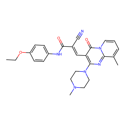 (2E)-2-cyano-N-(4-ethoxyphenyl)-3-[9-methyl-2-(4-methylpiperazin-1-yl)-4-oxo-4H-pyrido[1,2-a]pyrimidin-3-yl]prop-2-enamide structure