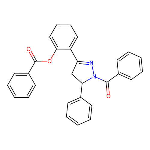 2-[5-phenyl-1-(phenylcarbonyl)-4,5-dihydro-1H-pyrazol-3-yl]phenyl benzoate structure