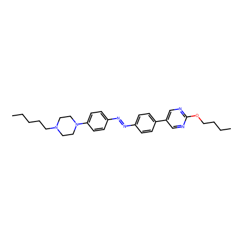 2-butoxy-5-(4-{(E)-[4-(4-pentylpiperazin-1-yl)phenyl]diazenyl}phenyl)pyrimidine structure