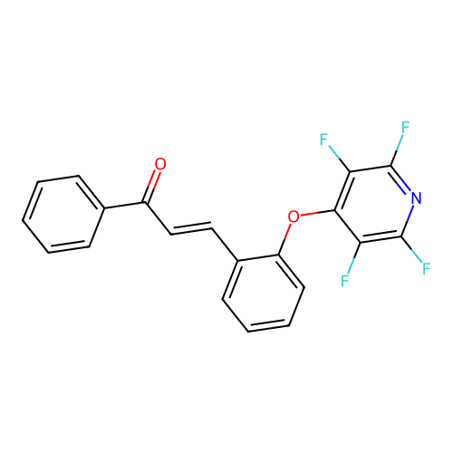 (2E)-1-phenyl-3-{2-[(2,3,5,6-tetrafluoropyridin-4-yl)oxy]phenyl}prop-2-en-1-one structure