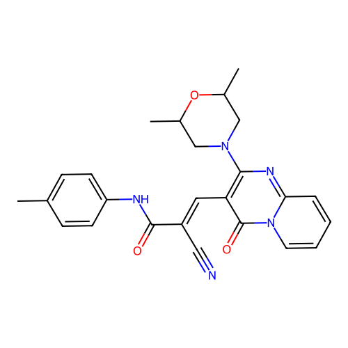 (2E)-2-cyano-3-[2-(2,6-dimethylmorpholin-4-yl)-4-oxo-4H-pyrido[1,2-a]pyrimidin-3-yl]-N-(4-methylphenyl)prop-2-enamide structure