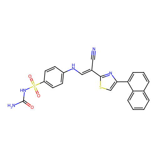 [4-[[(E)-2-cyano-2-(4-naphthalen-1-yl-1,3-thiazol-2-yl)ethenyl]amino]phenyl]sulfonylurea structure