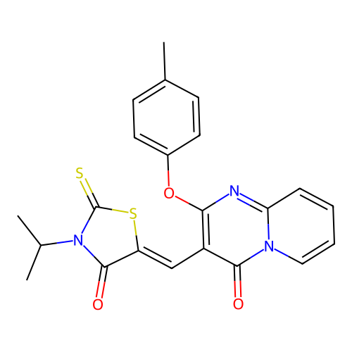 (Z)-3-isopropyl-5-((4-oxo-2-(p-tolyloxy)-4H-pyrido[1,2-a]pyrimidin-3-yl)methylene)-2-thioxothiazolidin-4-one structure
