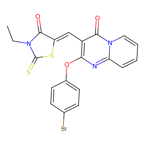 2-(4-bromophenoxy)-3-[(Z)-(3-ethyl-4-oxo-2-thioxo-1,3-thiazolidin-5-ylidene)methyl]-4H-pyrido[1,2-a]pyrimidin-4-one structure
