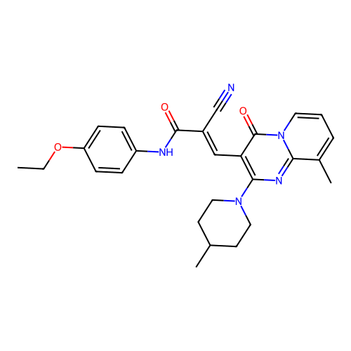 (2E)-2-cyano-N-(4-ethoxyphenyl)-3-[9-methyl-2-(4-methylpiperidin-1-yl)-4-oxo-4H-pyrido[1,2-a]pyrimidin-3-yl]prop-2-enamide structure