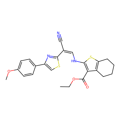 (Z)-ethyl 2-((2-cyano-2-(4-(4-methoxyphenyl)thiazol-2-yl)vinyl)amino)-4,5,6,7-tetrahydrobenzo[b]thiophene-3-carboxylate structure