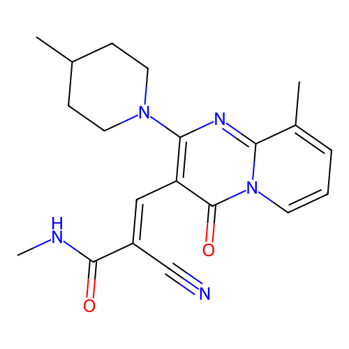 (2E)-2-cyano-N-methyl-3-[9-methyl-2-(4-methylpiperidin-1-yl)-4-oxo-4H-pyrido[1,2-a]pyrimidin-3-yl]prop-2-enamide structure