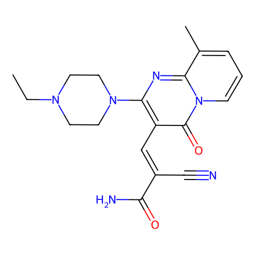 (2E)-2-cyano-3-[2-(4-ethylpiperazin-1-yl)-9-methyl-4-oxo-4H-pyrido[1,2-a]pyrimidin-3-yl]prop-2-enamide structure