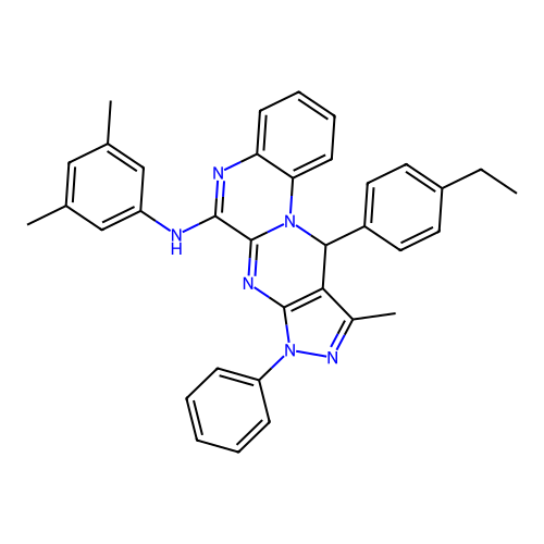 N-(3,5-dimethylphenyl)-11-(4-ethylphenyl)-10-methyl-8-phenyl-8,11-dihydropyrazolo[3',4':4,5]pyrimido[1,2-a]quinoxalin-6-amine structure