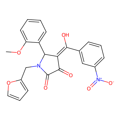 (4E)-1-(furan-2-ylmethyl)-4-[hydroxy(3-nitrophenyl)methylidene]-5-(2-methoxyphenyl)pyrrolidine-2,3-dione structure