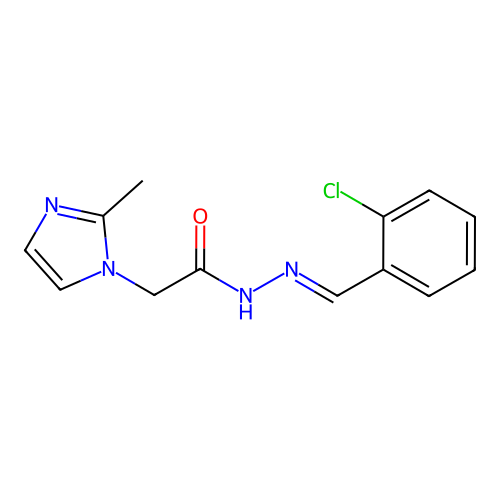 N'-(2-chlorobenzylidene)-2-(2-methyl-1H-imidazol-1-yl)acetohydrazide structure