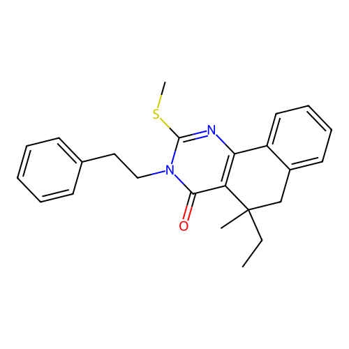 5-ethyl-5-methyl-2-methylsulfanyl-3-phenethyl-6H-benzo[h]quinazolin-4-one structure