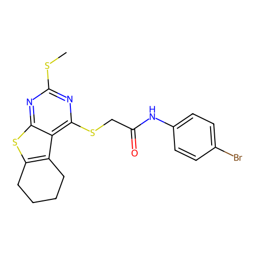 N-(4-bromophenyl)-2-((2-(methylthio)-5,6,7,8-tetrahydrobenzo[4,5]thieno[2,3-d]pyrimidin-4-yl)thio)acetamide structure
