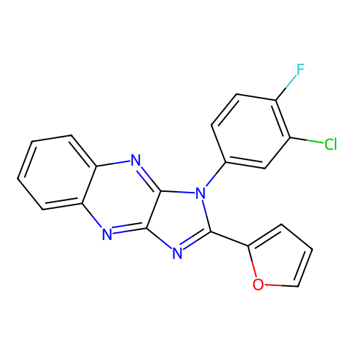 1-(3-chloro-4-fluorophenyl)-2-(furan-2-yl)-1H-imidazo[4,5-b]quinoxaline structure