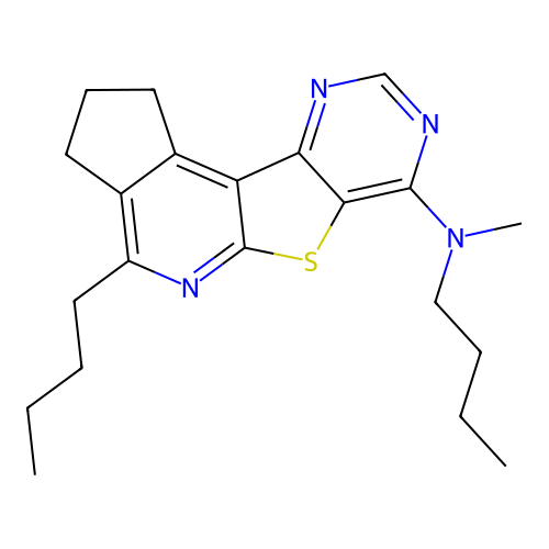 N,4-dibutyl-N-methyl-2,3-dihydro-1H-cyclopenta[4',5']pyrido[3',2':4,5]thieno[3,2-d]pyrimidin-7-amine structure