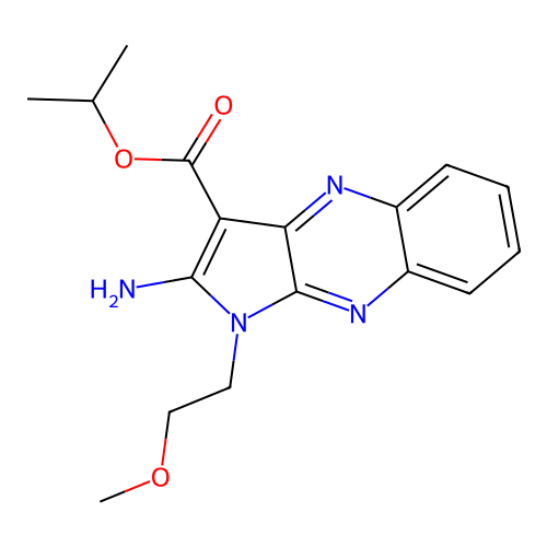 isopropyl 2-amino-1-(2-methoxyethyl)-1H-pyrrolo[2,3-b]quinoxaline-3-carboxylate structure