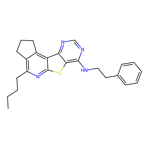 4-butyl-N-phenethyl-2,3-dihydro-1H-cyclopenta[4',5']pyrido[3',2':4,5]thieno[3,2-d]pyrimidin-7-amine structure